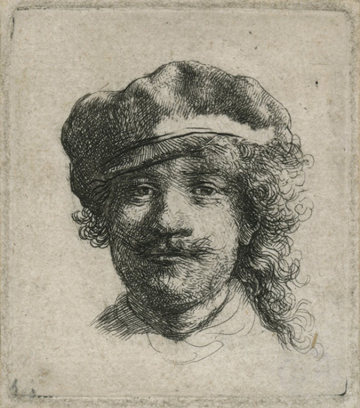 Self Portrait Wearing a Soft Cap (Rembrandt aux trois moustaches)